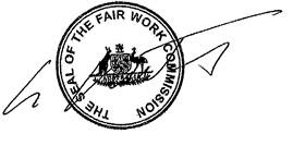 Seal of the Fair Work Commission with the memeber's signature.